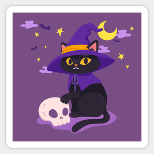 Halloween Witch Kitty Sticker
